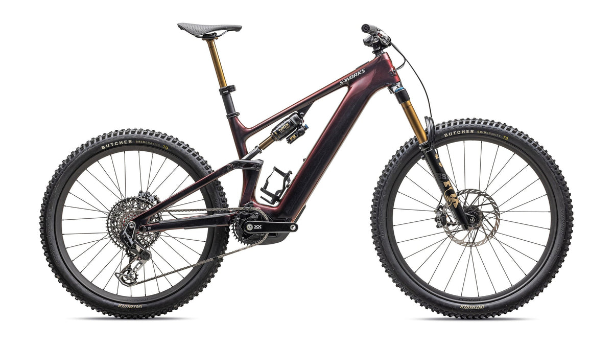 Specialized S-Works Turbo Levo 4, Gloss Red Pearl / Black / Metallic White Silver, side view