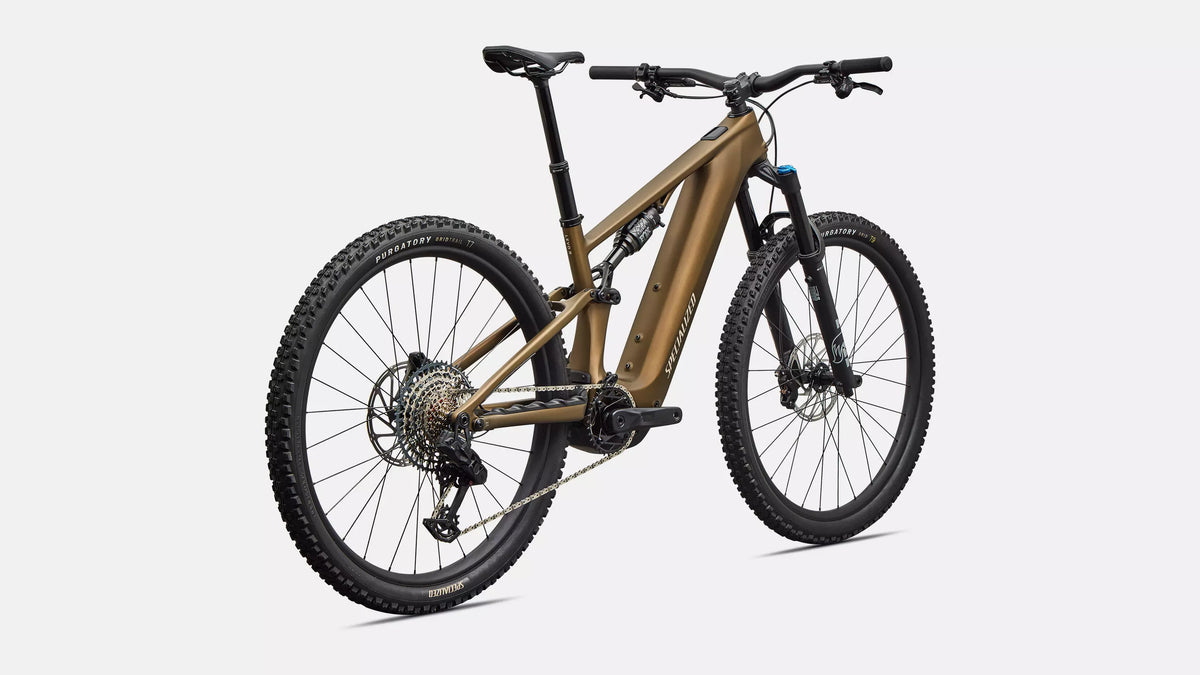 Specialized Turbo Levo R Comp, Satin Burnt Gold Metallic, rear three-quarter