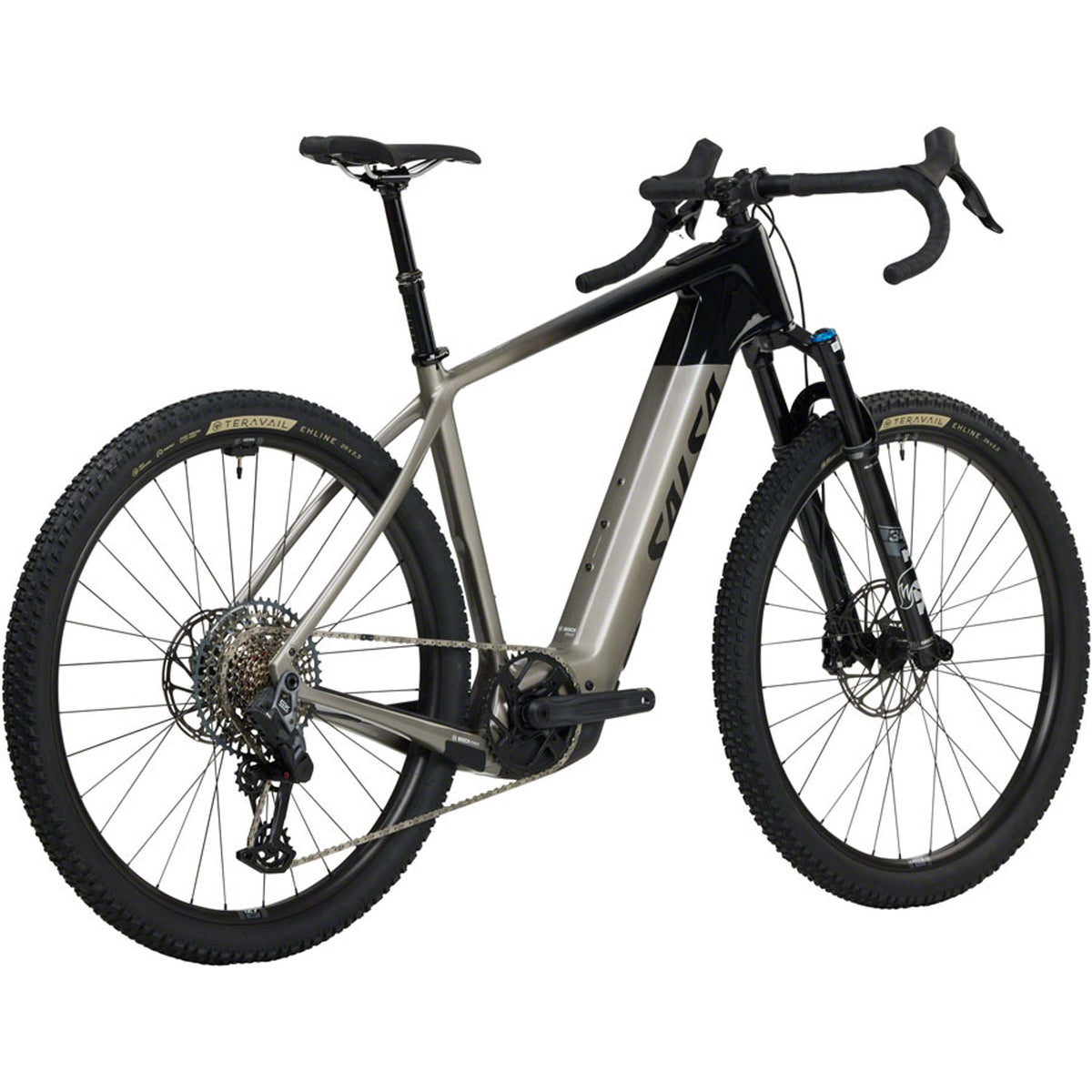 Salsa Tributary C Rival GX AXS Transmission SUS Electric Gravel Bike - Charcoal/Black