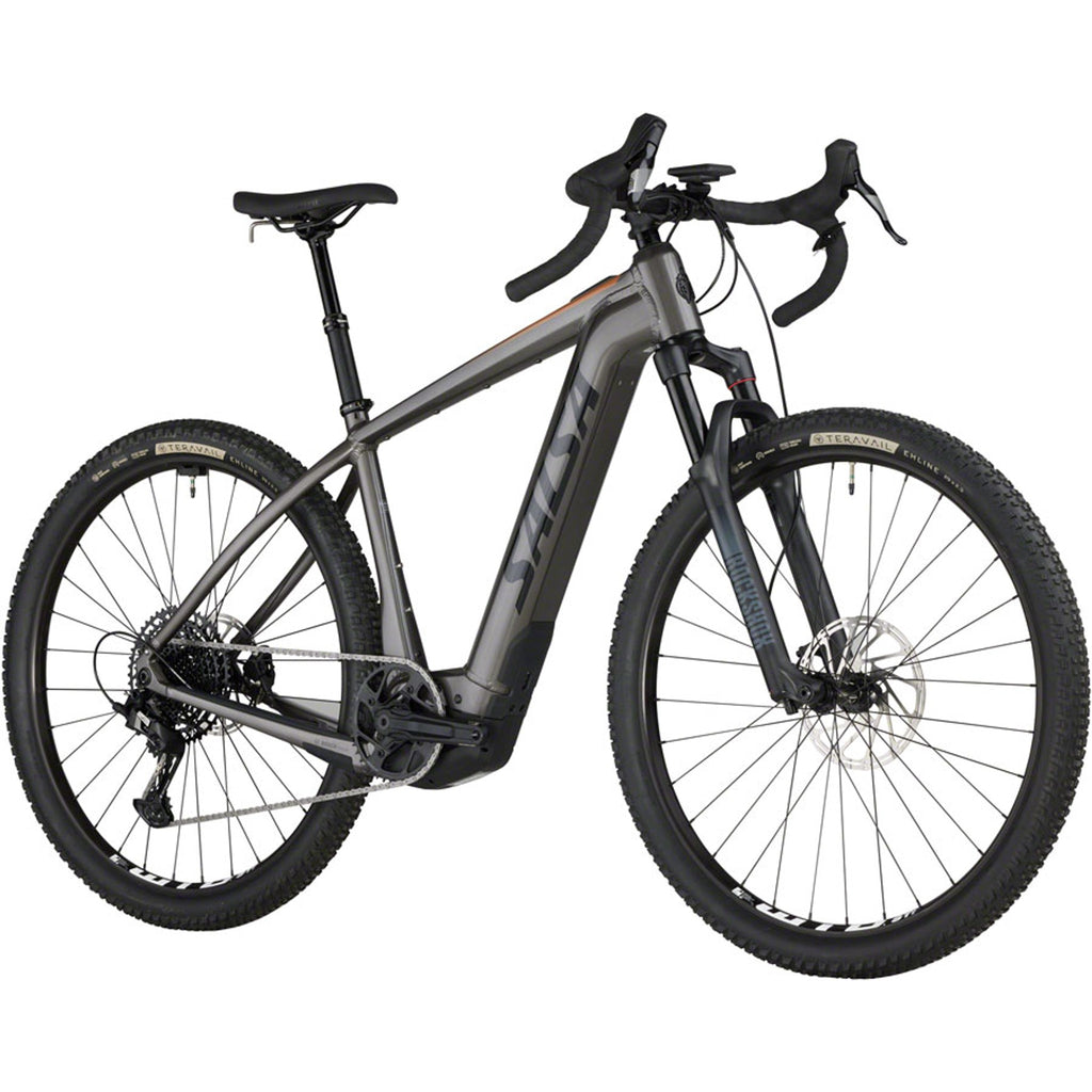 Salsa Tributary Apex 1 Front Suspension Electric Gravel Bike - Charcoal
