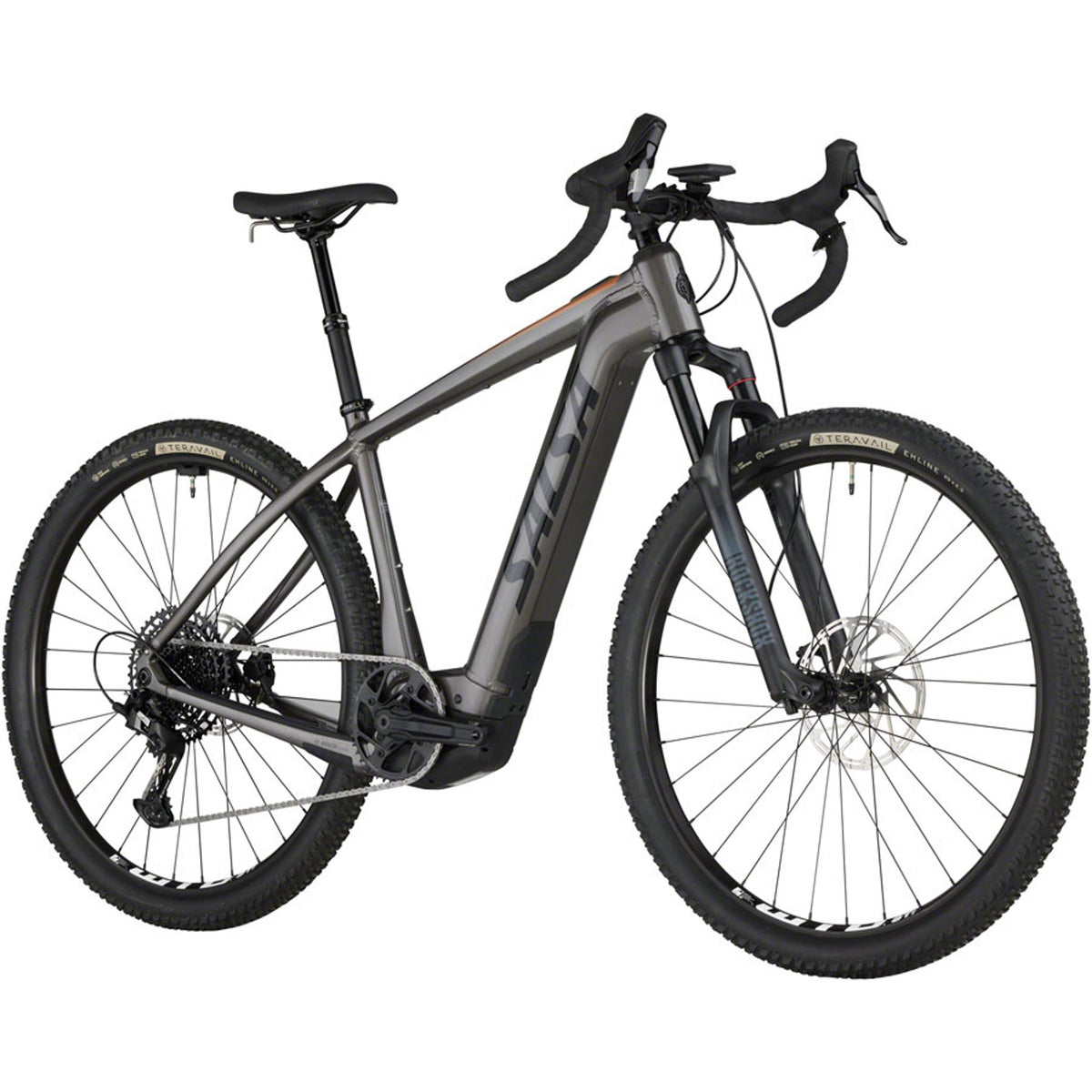 Salsa Tributary Apex 1 Front Suspension Electric Gravel Bike - Charcoal
