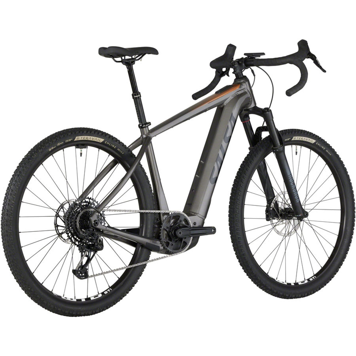 Salsa Tributary Apex 1 Front Suspension Electric Gravel Bike - Charcoal