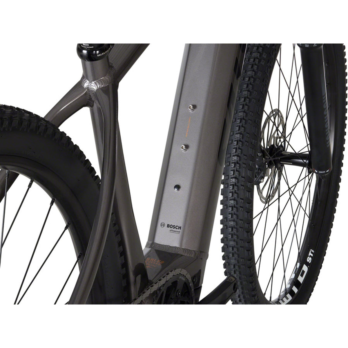 Salsa Tributary Apex 1 Front Suspension Electric Gravel Bike - Charcoal