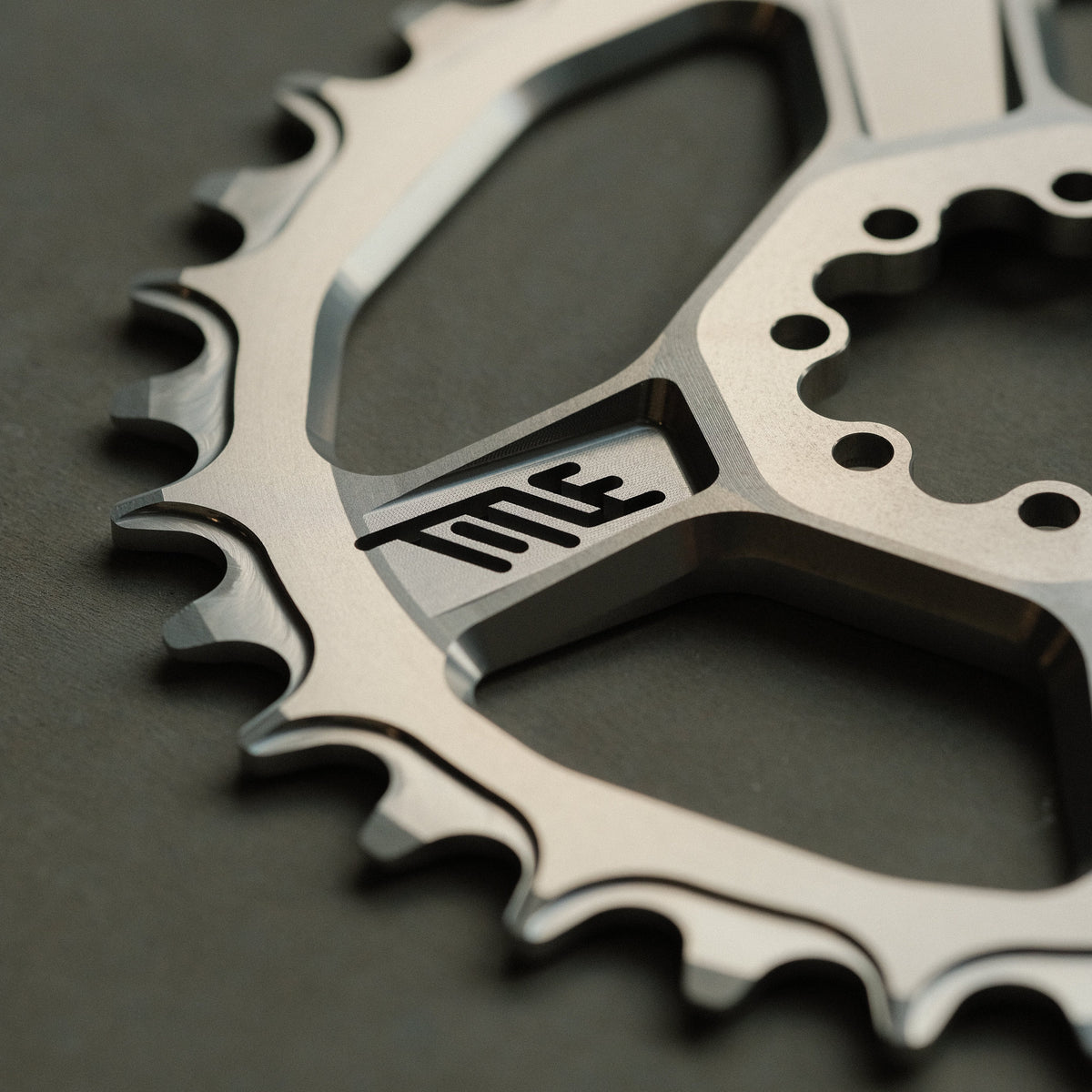Title MTB CR1 8-Bolt Chainring Chrome close-up