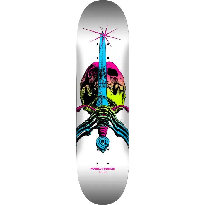 Powell Peralta Skull & Sword Skateboard Deck Lime Fade / White - Shape 246 - 9 x 32.95
