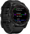 Garmin Fenix 7 Sapphire Solar GPS Smartwatch - 47mm, Black DLC Titanium Case, Black Band