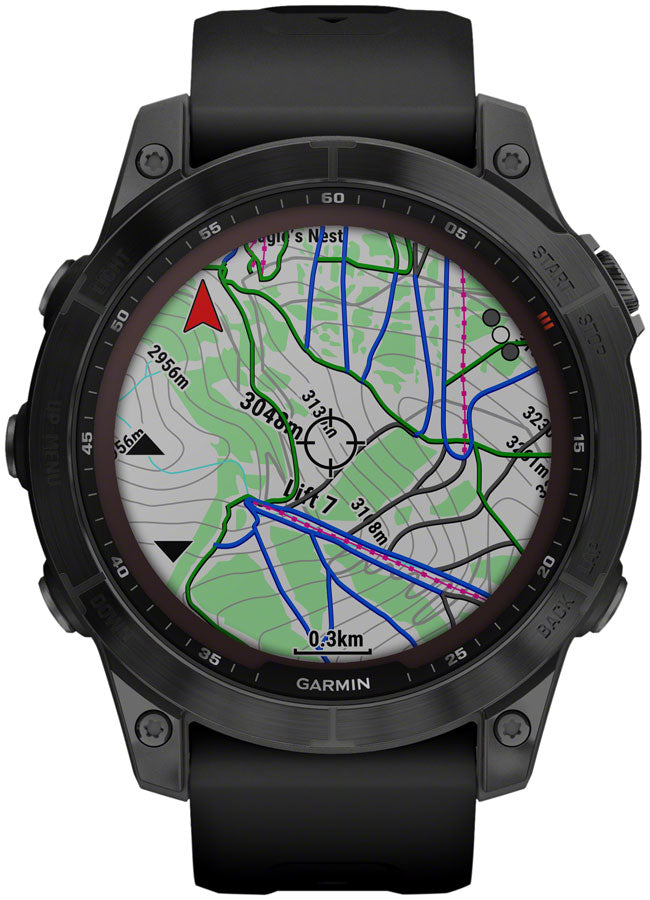 Garmin Fenix 7 Sapphire Solar GPS Smartwatch - 47mm, Black DLC Titanium Case, Black Band