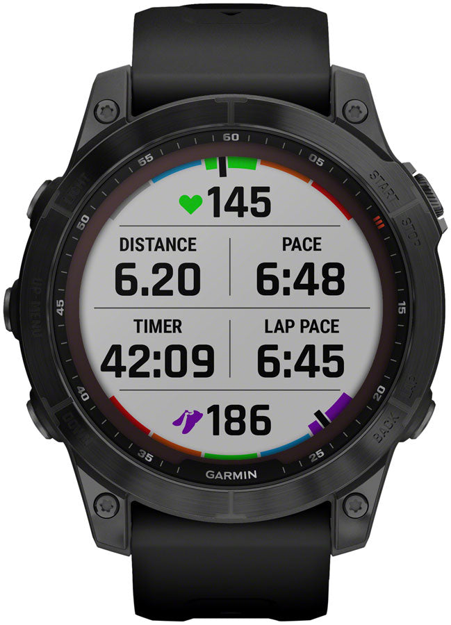 Garmin Fenix 7 Sapphire Solar GPS Smartwatch - 47mm, Black DLC Titanium Case, Black Band