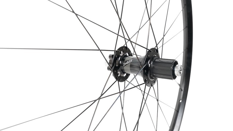 Specialized Traverse alloy 29 rear wheel hub and spoke detail