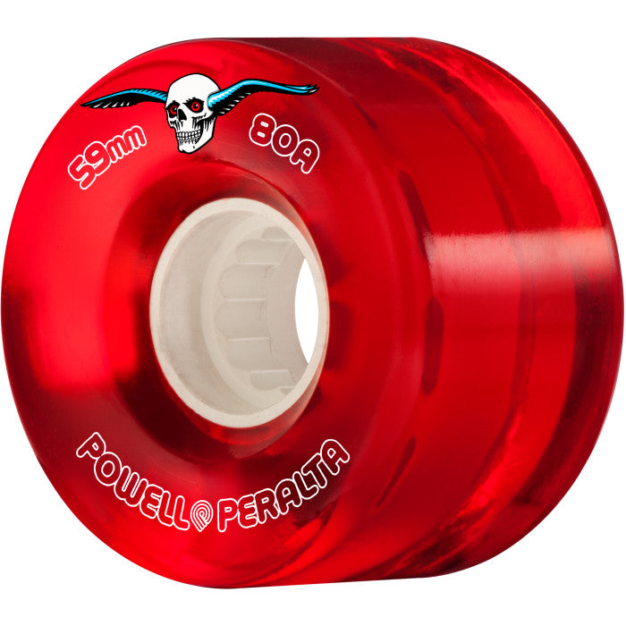 Powell Peralta Clear Cruiser Skateboard Wheels Red 59mm 80A 4pk