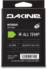 Dakine WAX (High Octane Rub On Wax, Race Run Spray On Wax, BC Skin Wax, Indy Hot Wax -All Temp & Nitrous All Temp Wax)